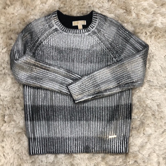 MICHAEL Michael KORS Metallic Grey & Black Stripped sweater - Picture 3 of 17